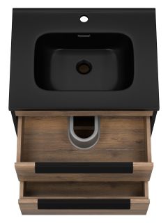 Подвесная тумба под раковину Brevita Monsour MON-09060-0102Я 60см дуб Галифакс олово/чёрный кварц